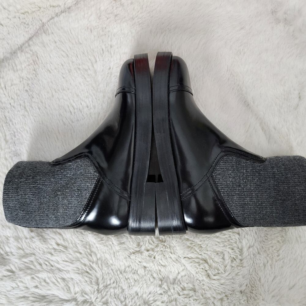 NEW J. Crew Rib-Cuff Chunky Ankle Boots Italian Leather Black Size 6.5 - Picture 7 of 10